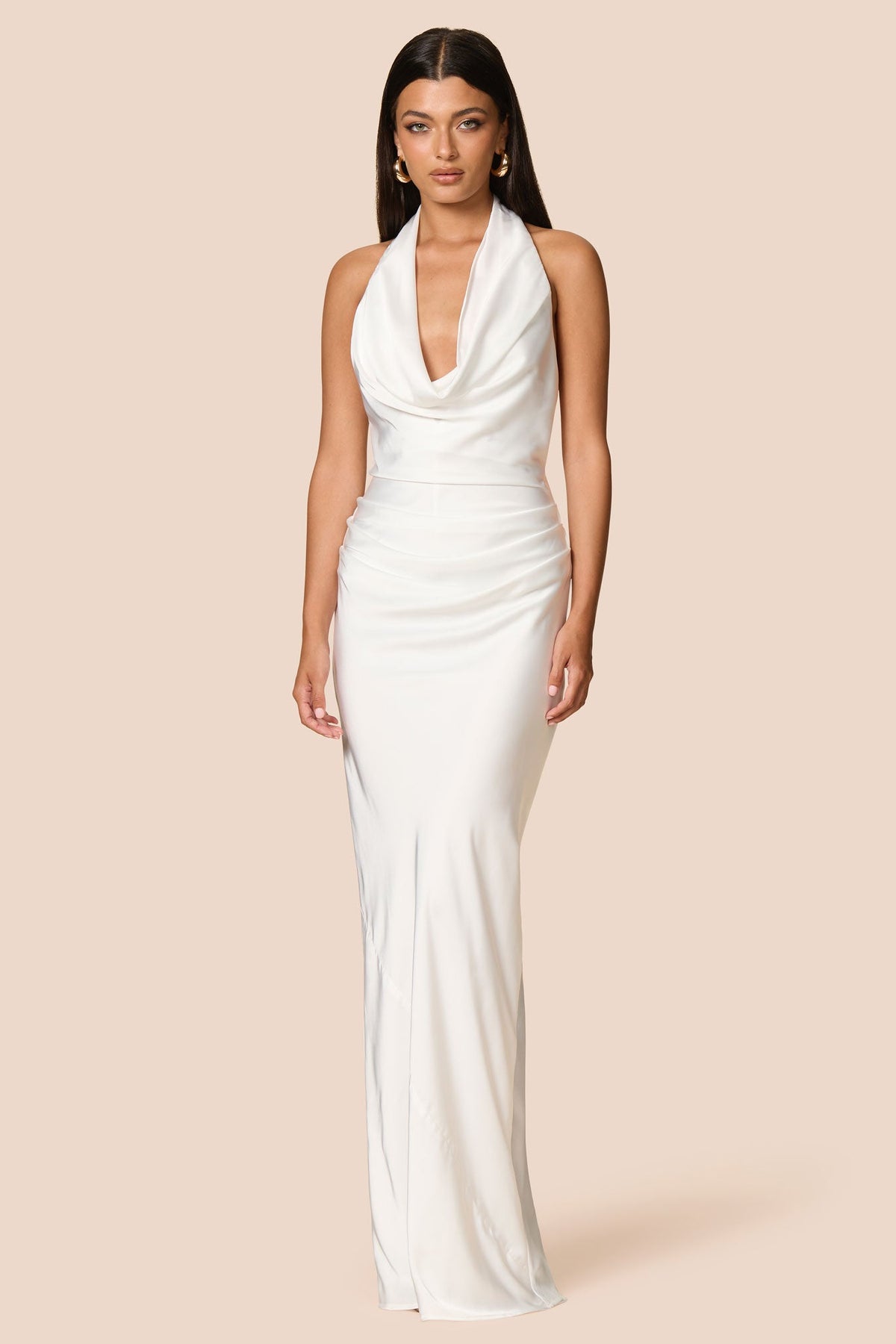 Penelope Red Drape Neck Gown