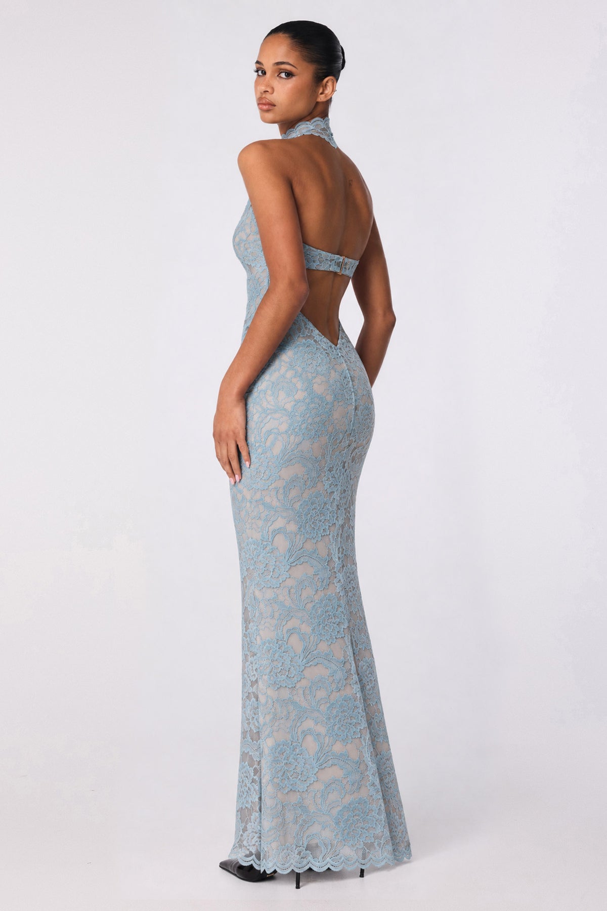 Delphine Lace Halter Gown
