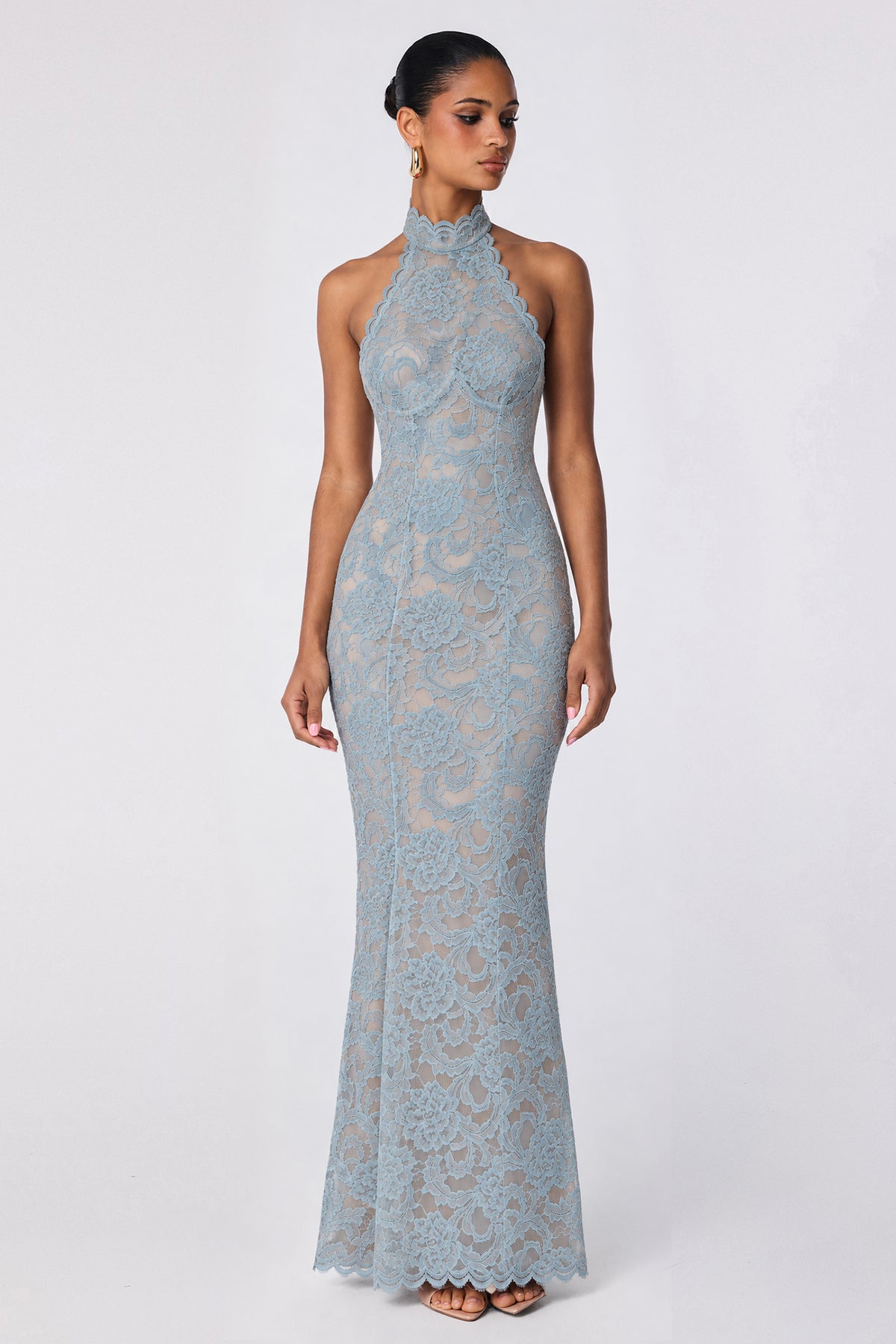 Delphine Lace Halter Gown