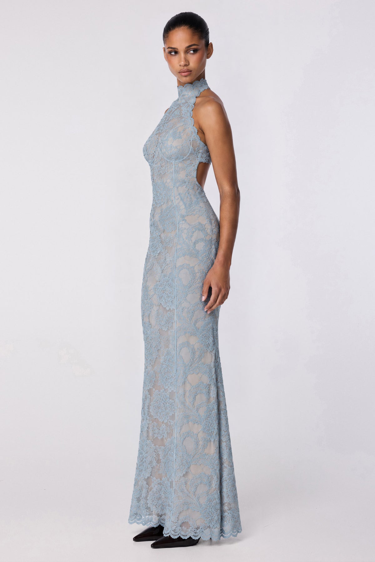 Delphine Lace Halter Gown