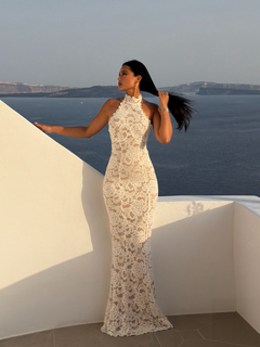 Delphine Lace Halter Gown