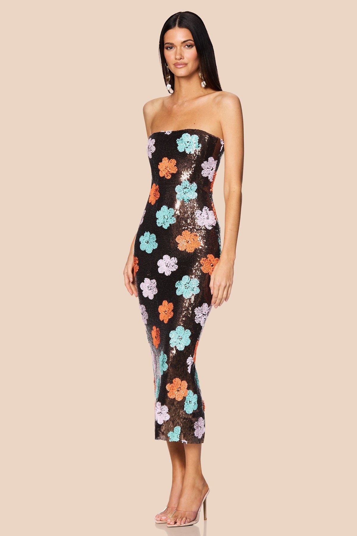 Sienna Contrast Bow Detail Midi Dress - Khaki